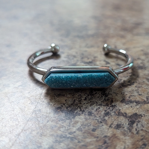 Kinsley and Armelle Turquoise Druzy Silver Bracelet - Picture 2 of 3